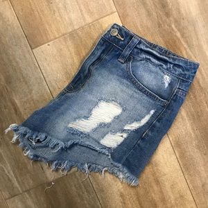 High waisted denim shorts